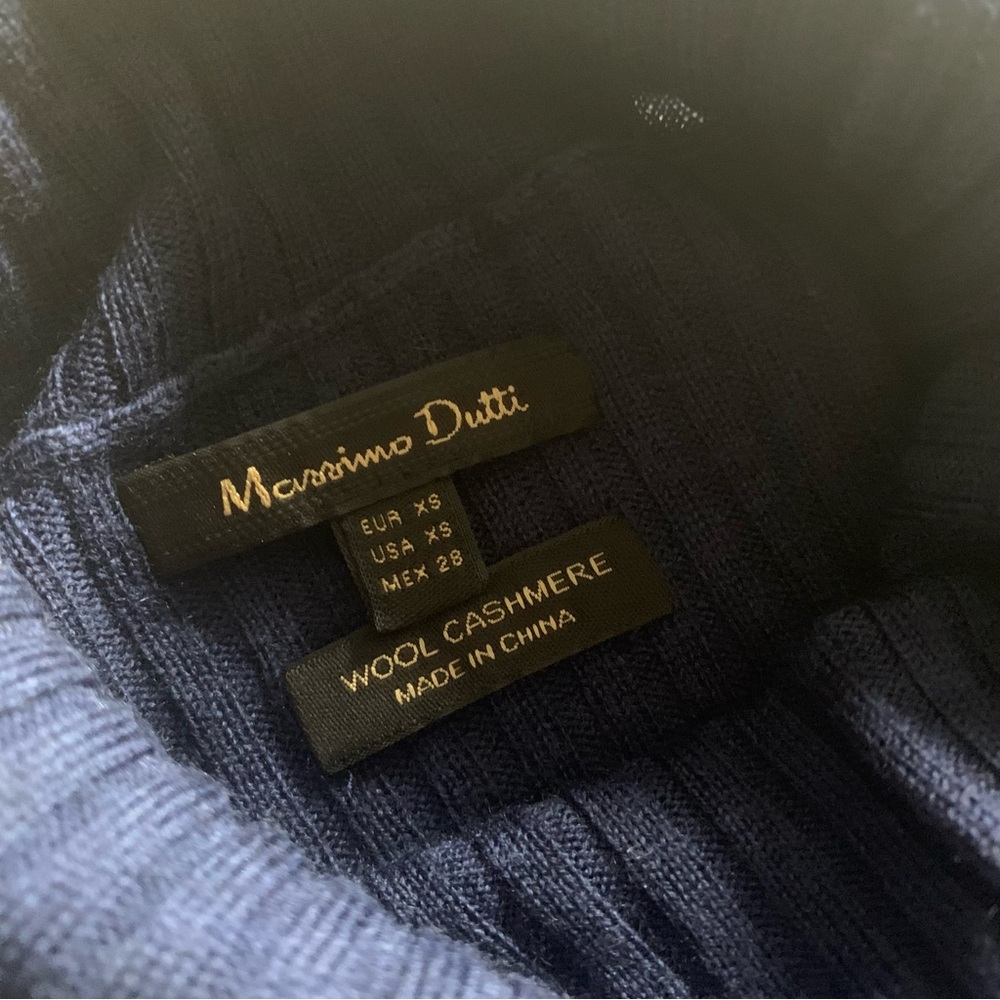 Massimo Dutti Dark Blue Wool Cashmere Turtleneck - Picture 5 of 9